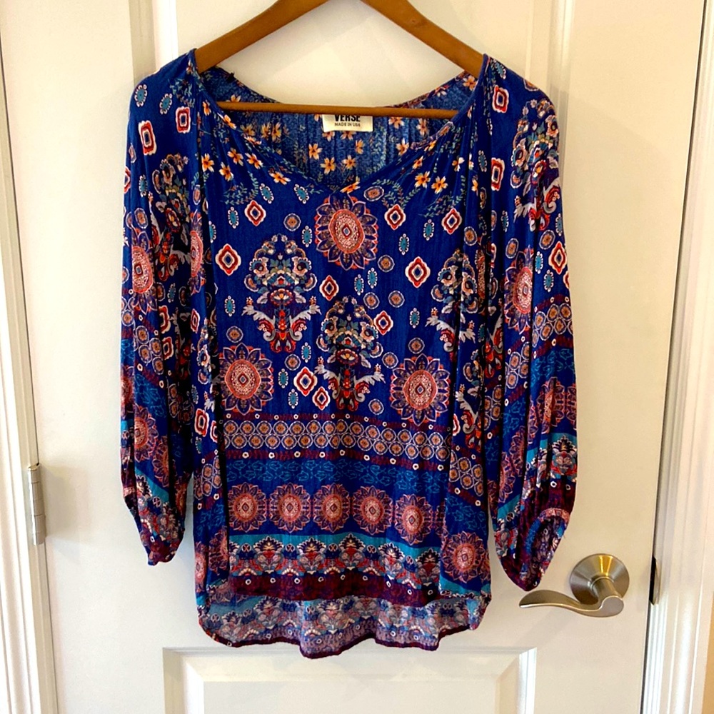 Moroccan print dressy top